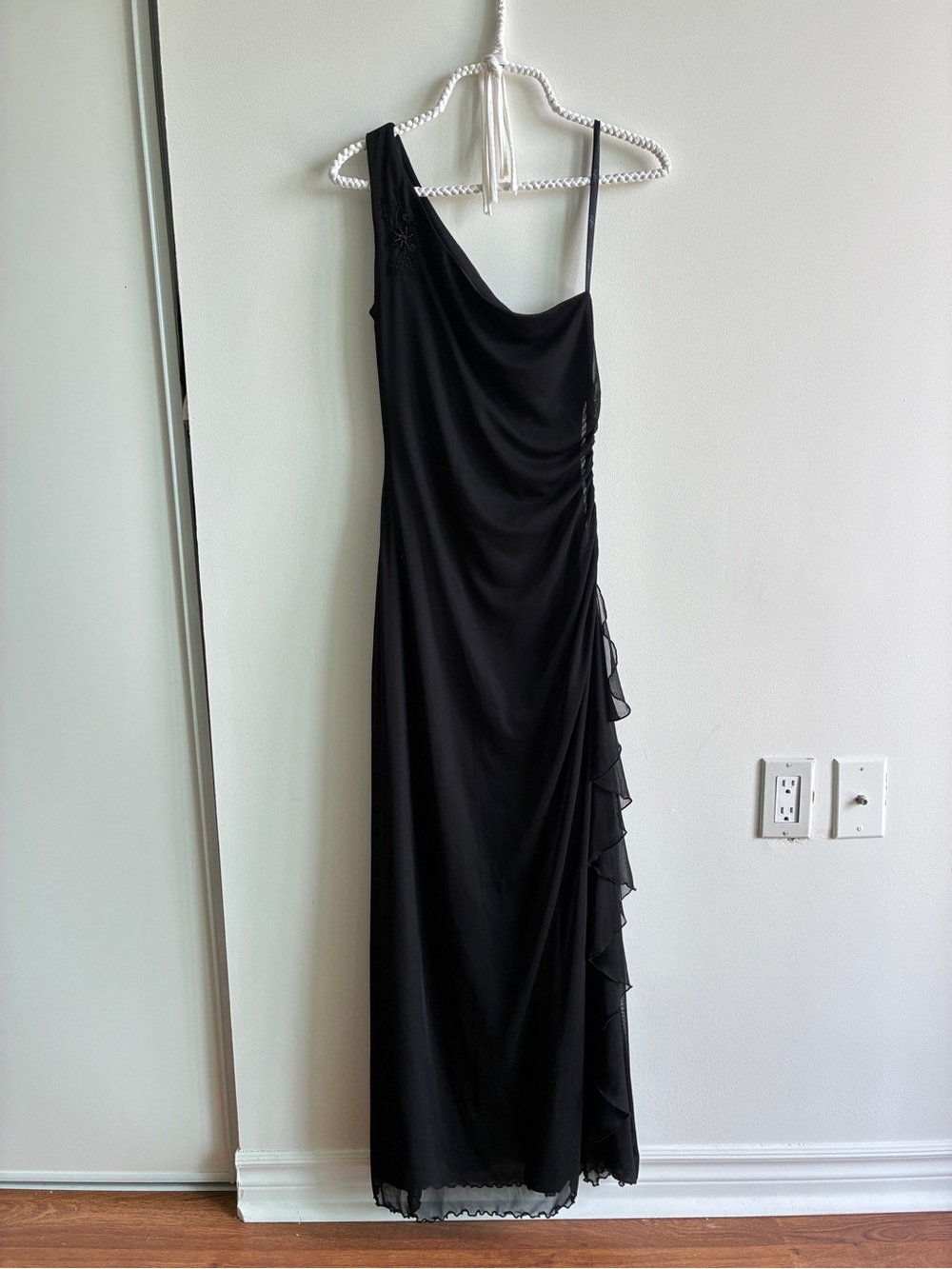 Vintage Black One-Shoulder Evening Dress